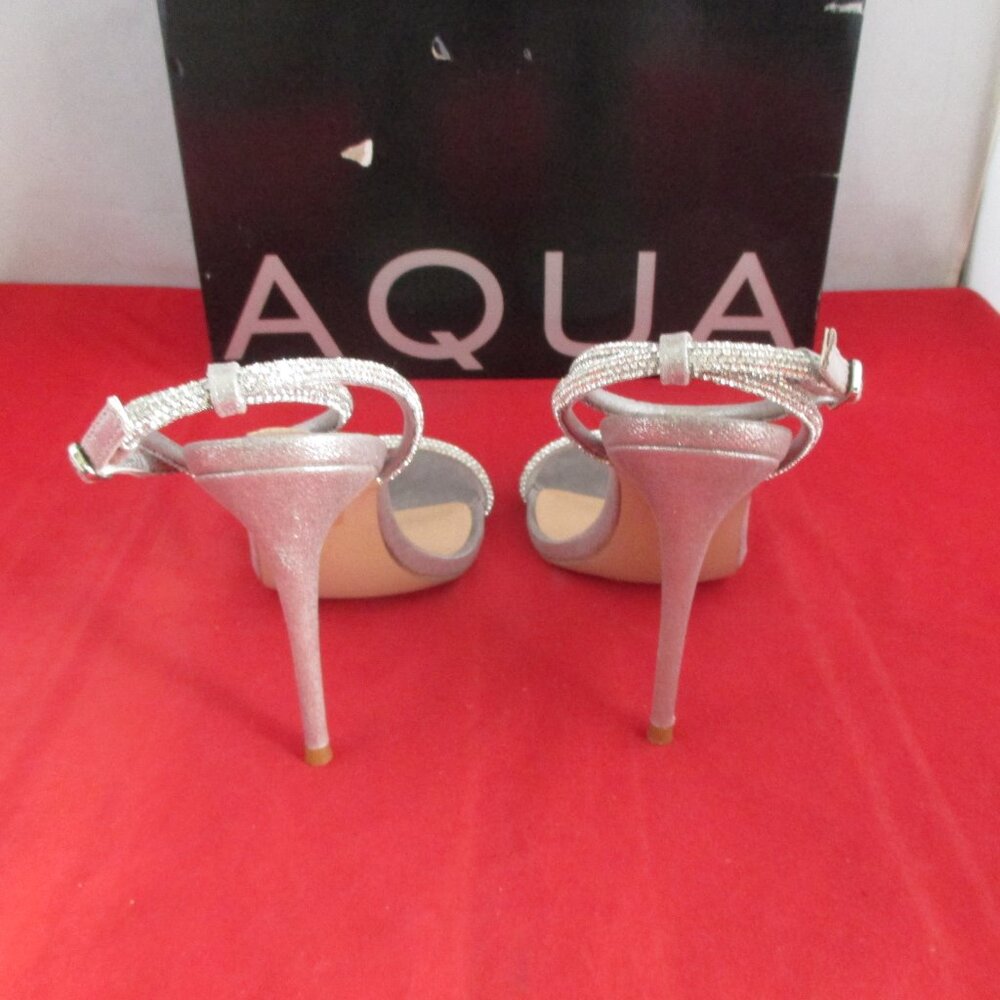 Aqua Berlin Embellished Metallic Heels $128 - US Size 6 1/2 - Silver - 1103 - Picture 7 of 12